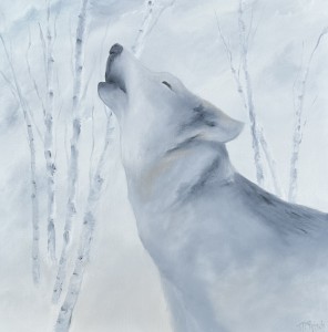 Wolf in Winter Aspen Grove